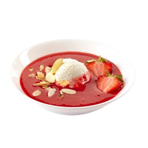 Scandinavian strawberry soup with ice cream — a sweet take on cold summer soups.