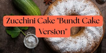 Zucchini cake bundt version dusted with powdered sugar