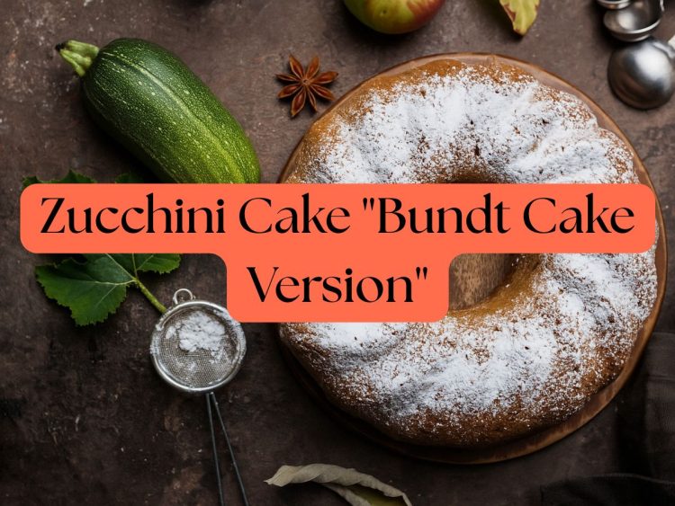 Zucchini cake bundt version dusted with powdered sugar